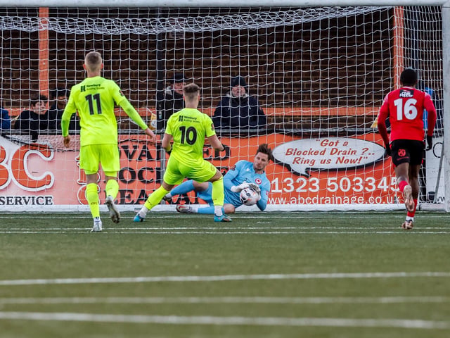 Action from Eastbourne Borough's win over Hungerford Town in the National League South