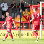 Adam Campbell is all smiles after his second goal against Newport County on Saturday | Picture: Eva Gilbert