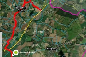 The proposed route of the Lewes to Uckfield Greenway. Image: WDC