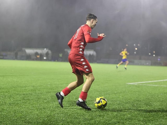 Action from Worthing FC's 4-0 win at Lancing FC in the third round of the Sussex Senior Cup