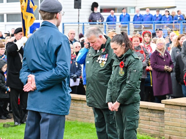 Bexhill, UK, 12 November 2023. Veterans, Youth Groups and Community members attend the Remembrance Day Service in Bexhill, East Sussex. Photo by Lee Floyd: https://www.leefloyd.co.uk/