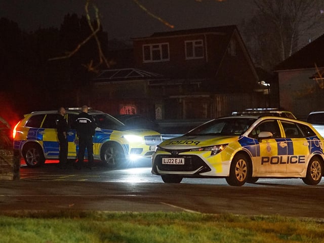 Police at the scene of the collision
