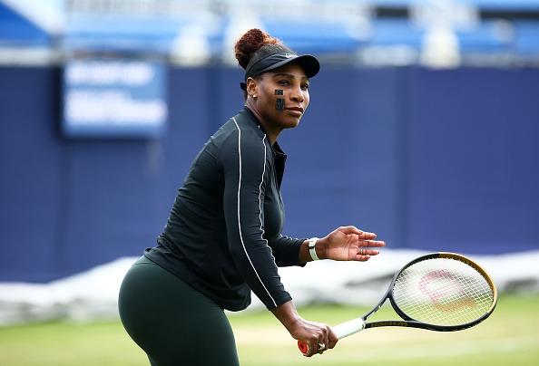 23-times Grand Slam champion Serena Williams in action on the practice courts at Devonshire Park