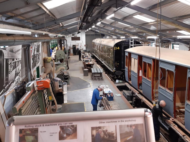 The carriage and wagon workshop at Horsted Keynes station on the Bluebell Railway
