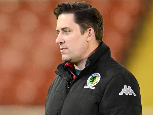 Horsham Manager Dominic Di Paola ahead of the Emirates FA Cup First Round match between Barnsley and Horsham at Oakwell Stadium.