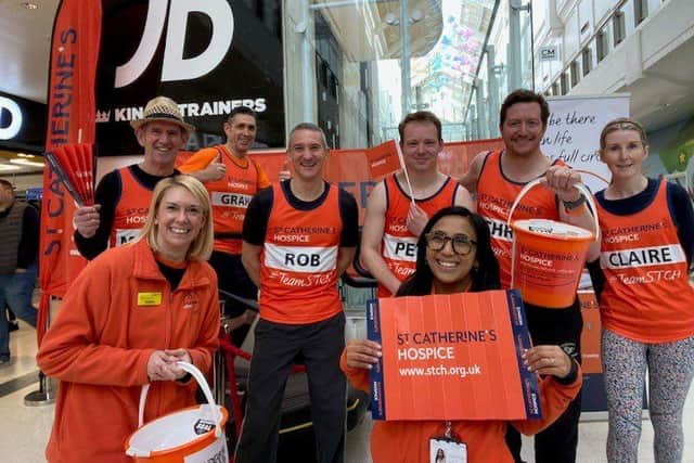 Chris (second from the right) at the St Catherine's treadmill challenge in County Mall