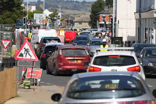 Photos taken on High Street, over the bank holiday weekend, showed heavy traffic in the area, whilst roadworks take place.