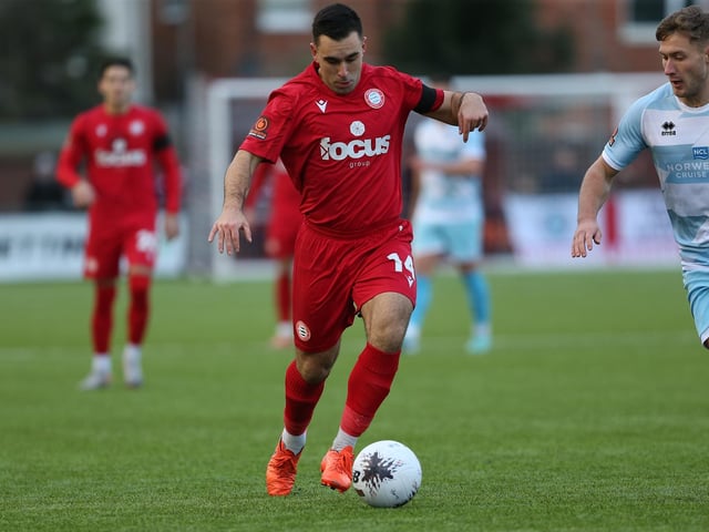 Worthing v Eastbourne Borough in action at Woodside Road on Boxing Day
