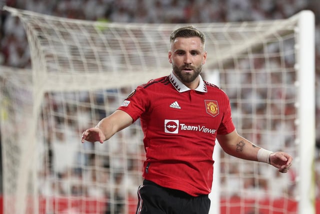 Luke Shaw was hobbling towards the end of the game against Sevilla but is expected to be fit enough to start today. The left-back will have to be deployed in the centre-back role, with Maguire suspended and Martinez and Varane out with long-term injuries. (Photo by Gonzalo Arroyo Moreno/Getty Images)