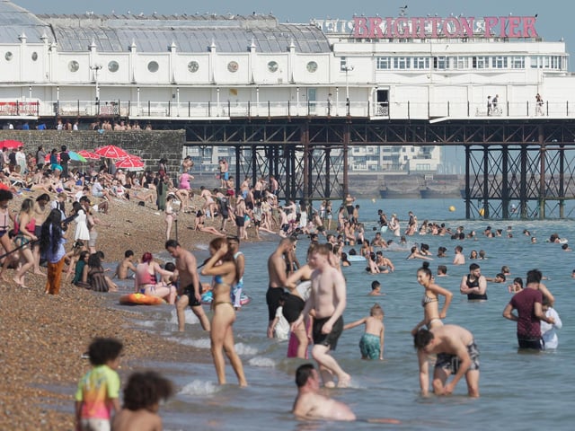 Brighton beach on June 25, 2024 during the heatwave. Picture: Eddie Mitchell