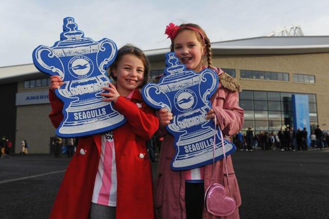 Fans enjoy the atmosphere prior to the FA Cup with Budweiser Fourth Round match between Brighton & Hove Albion and Arsenal at Amex Stadium on January 26, 2013.