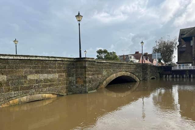 Jill Dinsmore took this photo of Arundel Bridge, under which the River Arun is flowing very high. Picture: Jill Dinsmore
