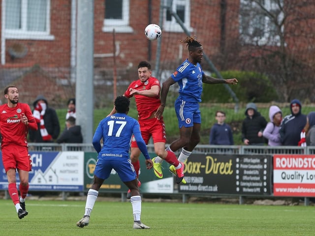 Action from Worthing FC's 3-2 win at home to Welling in the National League South