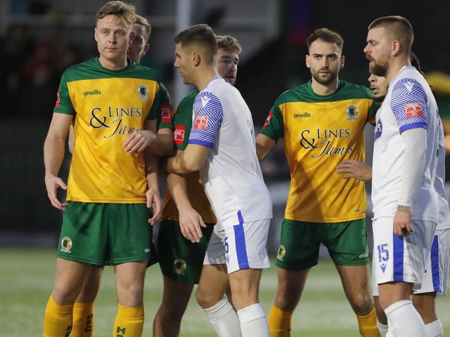 FA Trophy action between Horsham and AFC Totton