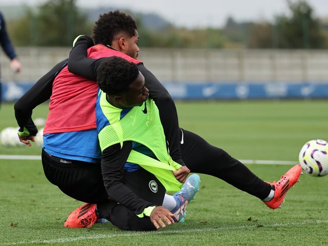 Tariq Lamptey gets stuck into Rutter