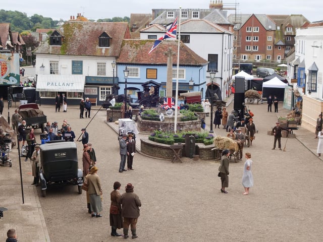 Filming continues in Arundel for Wicked Little Letters, starring Olivia Colman and Jessie Buckley. Photo: Eddie Mitchell