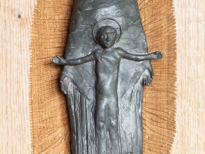 Jacob Epstein (British / American 1880 – 1959) Madonna and Child, 1950 Sculpture (lead with bronze halos) 34cm. In a bespoke carved oak devotional niche Signed ‘Epstein’ (on the reverse) £17,000 from Ottocento