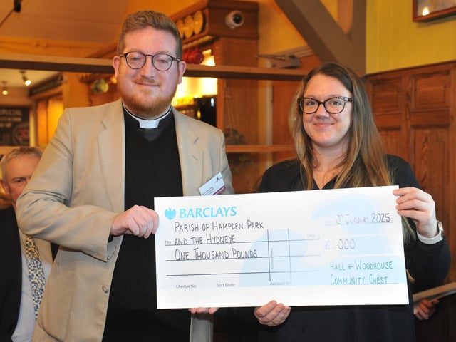Father Danny Pegg from the Parish of Hampden Park and the Hydneye youth group with judge Bex Bastable