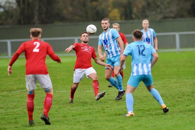 Action from Arundel FC's 2-1 win at home to Worthing United in the SCFL division one