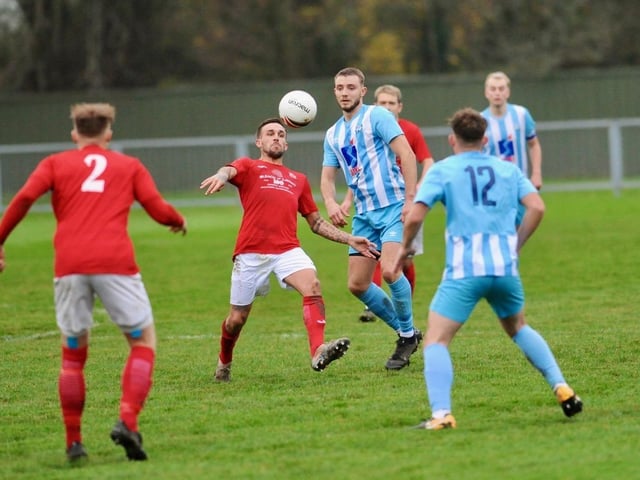 Action from Arundel FC's 2-1 win at home to Worthing United in the SCFL division one