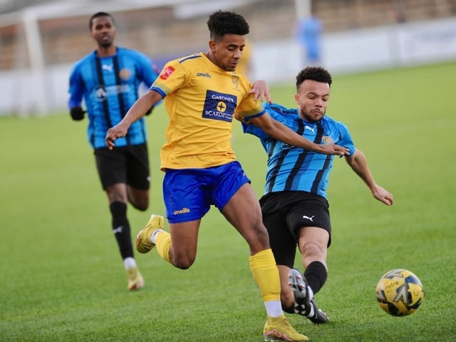Action from Lancing's 3-1 win over Sevenoaks in the Isthmian south east division