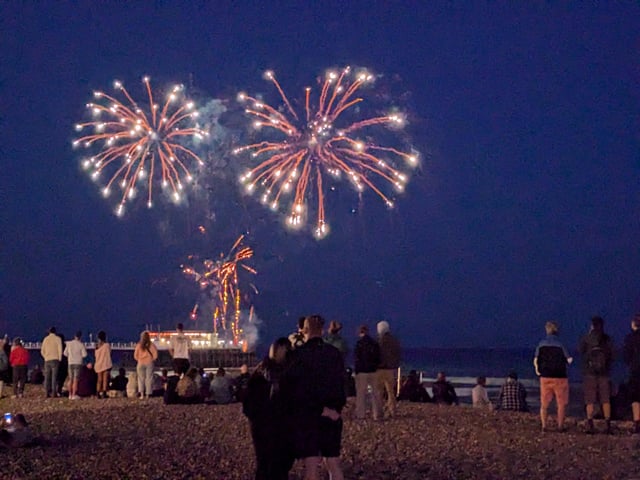 Worthing Lions Festival fireworks were launched from the end of Worthing Pier on July 27, 2024, to a crowd of hundreds on the beach and promenade