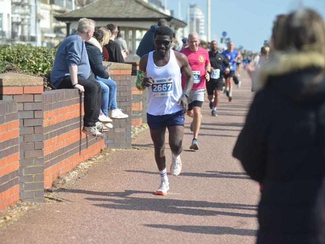 Images from the finish area at the 2026 Hastings Half Marathon