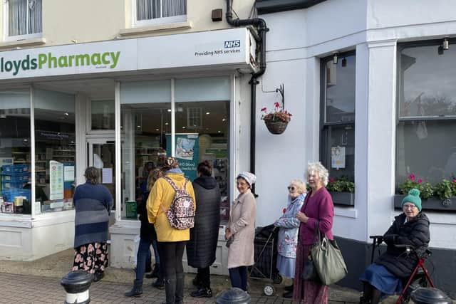 Villagers in Henfield regularly have to queue for hours to pick up prescriptions from their local Lloyds Pharmacy