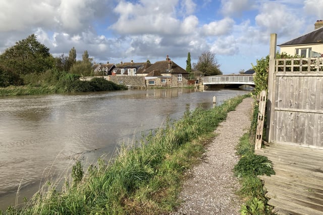 The River Adur at Upper Beeding following the late-morning high tide on Thursday, October 30, 2023
