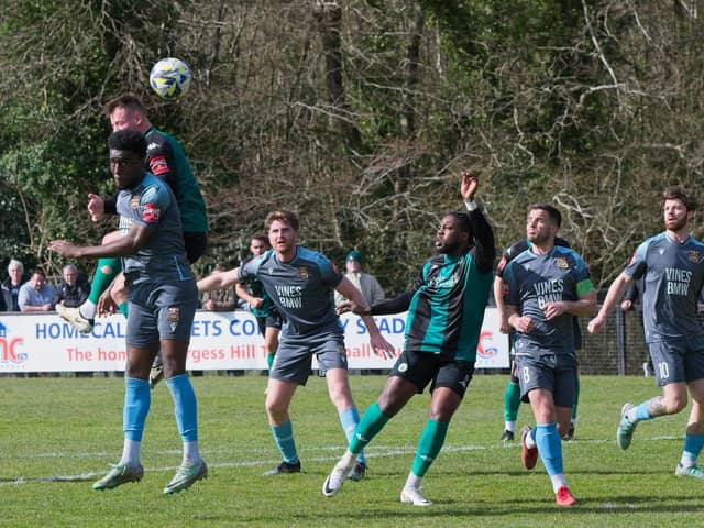 Three Bridges in recent action against Burgess Hill | Picture: Chris Neal