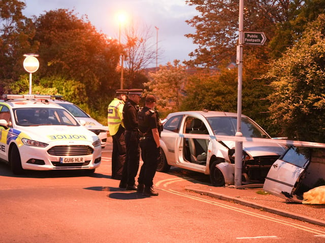 Sussex Police are searching for the occupant of a vehicle who ‘made off’ after hitting street furniture at a junction in Worthing.