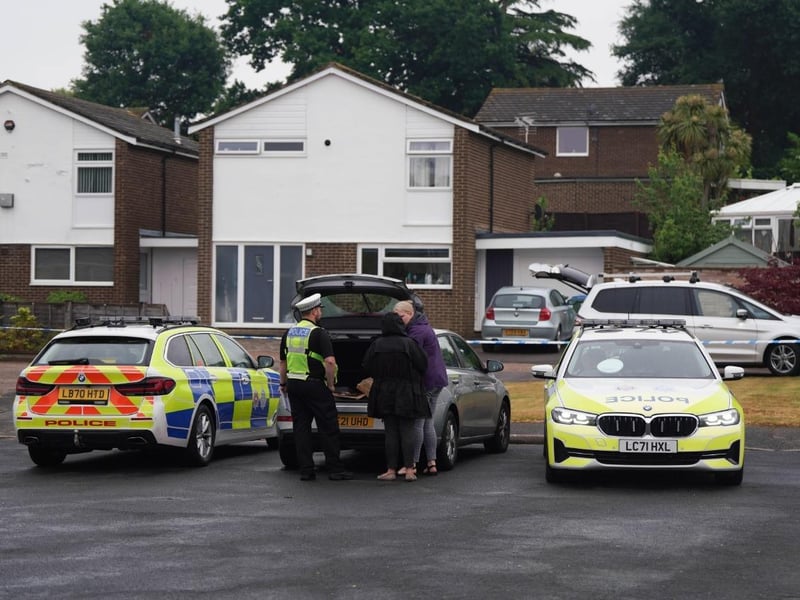 Police cordoned off Woodgates Close at the junction of Pollards Drive in Horsham.