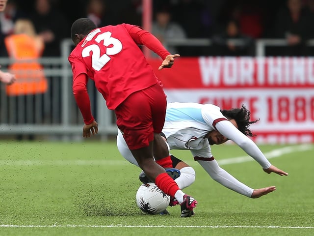 Action from Worthing's home loss to Taunton Town in National League South