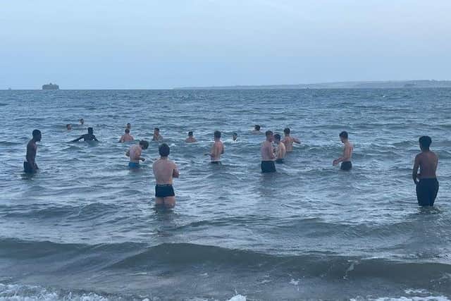 The Rocks players go for a dip after training | Picture: Wes Hallett