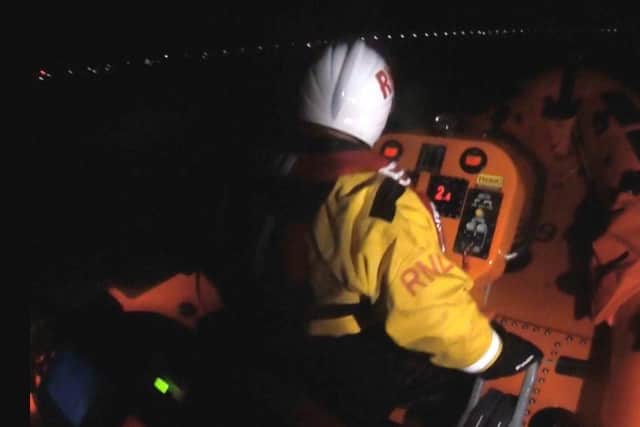 The night-time recovery operation as observed from the Littlehampton RNLI B-Class inshore lifeboat. Photo: RNLI
