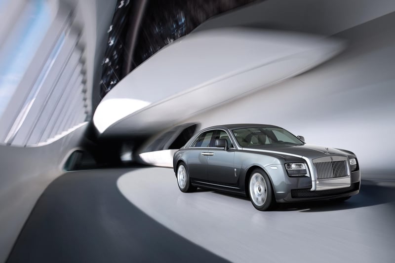 Ghost, 2010: Designed for a new generation of ascendent Rolls-Royce clients, Ghost immediately won praise for its simple, contemporary design and effortless, dynamic performance. To date it is the most commercially successful model in Rolls-Royce history.