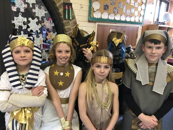 Amazing Ancient Egyptian costumes made by the Year 5 children and their parents.