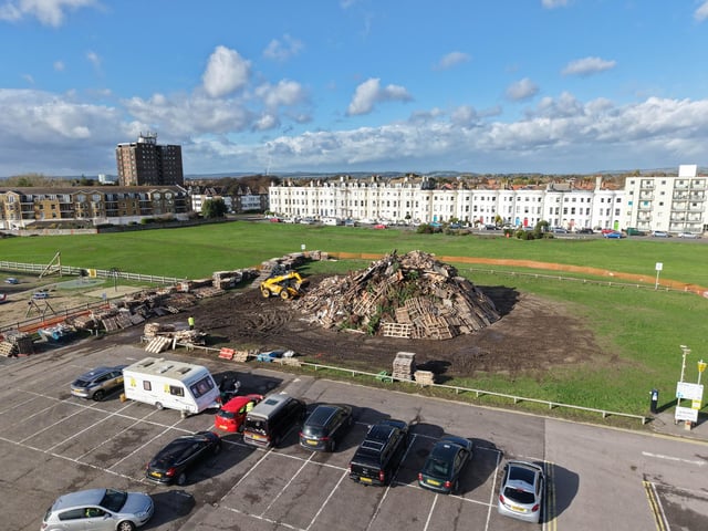 Littlehampton bonfire being built ahead of the big event on Saturday, October 24, 2026