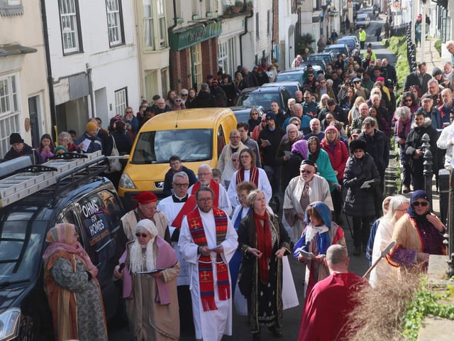 Procession of Witness 2024 on Good Friday in Hastings Old Town. Photo by Roberts Photographic.