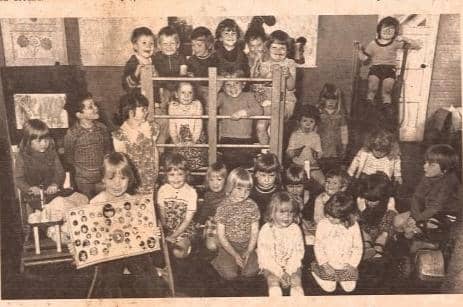 Rough Way Pre-school children with their card for the Queen in 1977