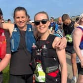 Harriers Nadine, Kevin and Jayne at a hot Bewl Water