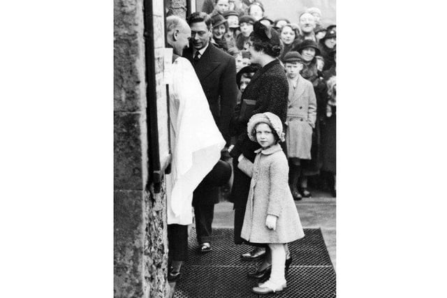 The Queen also visited Eastbourne as a child in 1936 - here she is at St Mary the Virgin Church