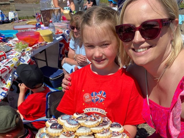 Around 100 people attended a VE Day 80th anniversary street party in Crown Road, Shoreham
