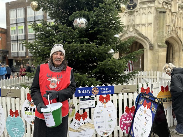 Raising money for the Rotary Club at the Rotary Tree of Goodwill.