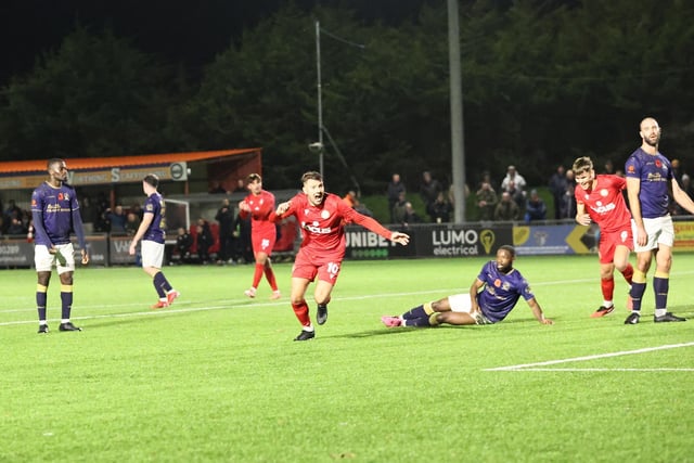 Action from Worthing's National League South win over Havant and Waterlooville at Woodside Road
