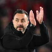 Manchester City boss Pep Guardiola has heaped praise on Brighton & Hove Albion head coach Roberto De Zerbi ahead of Saturday's Premier League clash between the two sides. Picture by GLYN KIRK/AFP via Getty Images