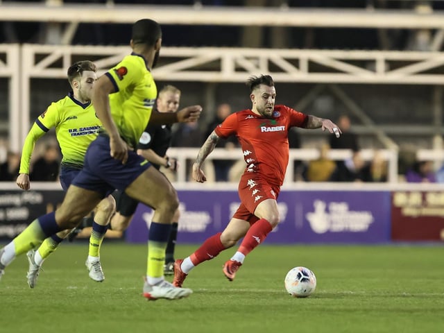 Action from Worthing's 1-0 win at Farnborough in the National League South