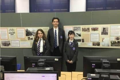 Worthing High School students with their presentation on their World War One research. Picture: Worthing High School