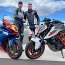 Sam Osborne and sponsor Andy Fyfe at test track in Andalucia
