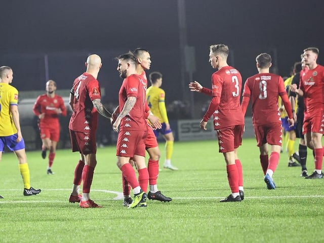 Action from Worthing FC's 4-0 win at Lancing FC in the third round of the Sussex Senior Cup